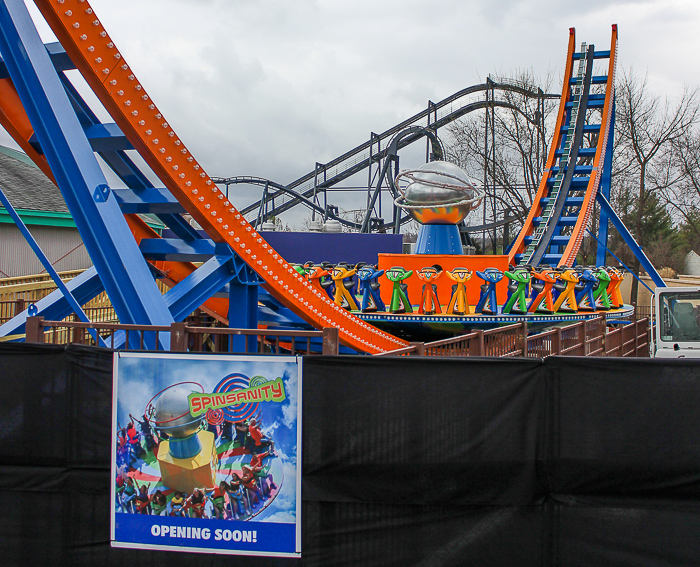 The new for 2017 Spinsanity ride at Six Flags St. Louis, Eureka, Missouri
