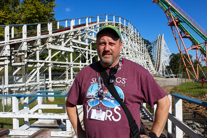 The Screamin' Eagle roller coaster during Daredevil Daze at Six Flags St. Louis, Eureka, Missouri