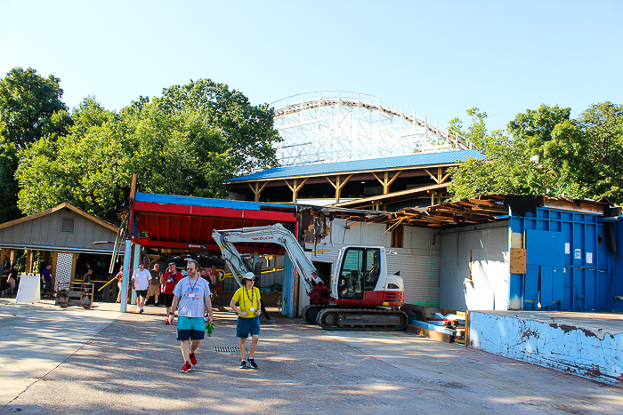 The Screamin' Eagle roller coaster during Daredevil Daze at Six Flags St. Louis, Eureka, Missouri