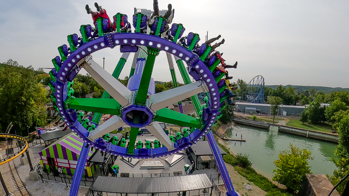 The Joker: Carnival of Chaos ride at Six Flags St. Louis, Eureka, Missouri