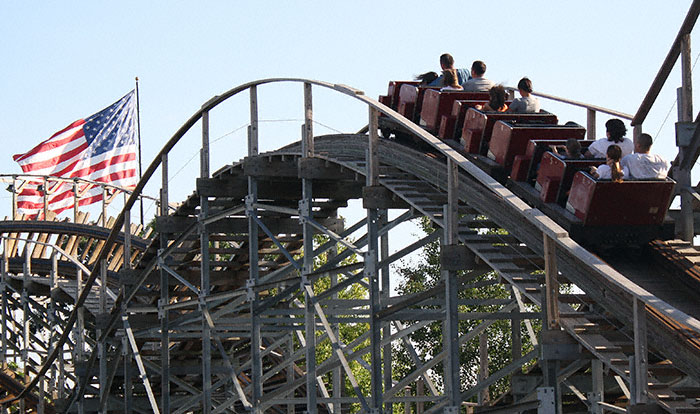 The Hellcat Roller Coaster at The Hellcat Roller Coaster at Timber Falls Adventure Park, Wisconsin Dells, Wisconsin