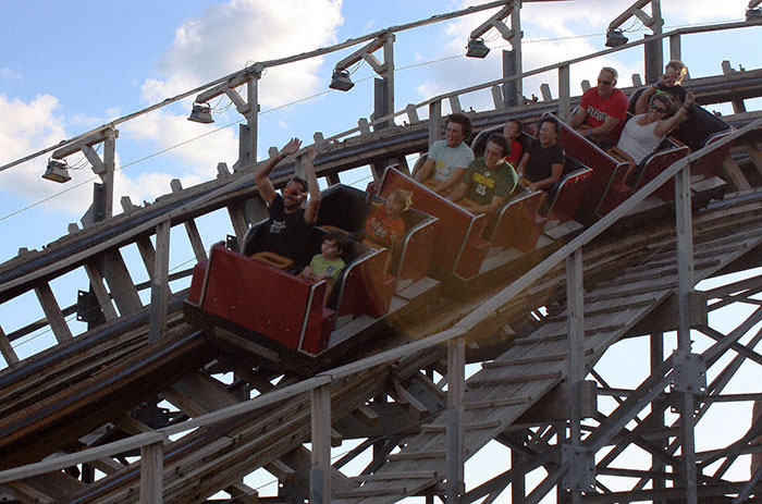 Hellcat Roller Coaster aThe Hellcat Roller Coaster at Timber Falls Adventure Park, Wisconsin Dells, Wisconsin