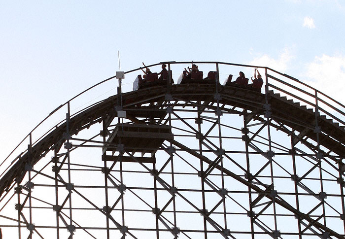 Hellcat Roller Coaster aThe Hellcat Roller Coaster at Timber Falls Adventure Park, Wisconsin Dells, Wisconsin