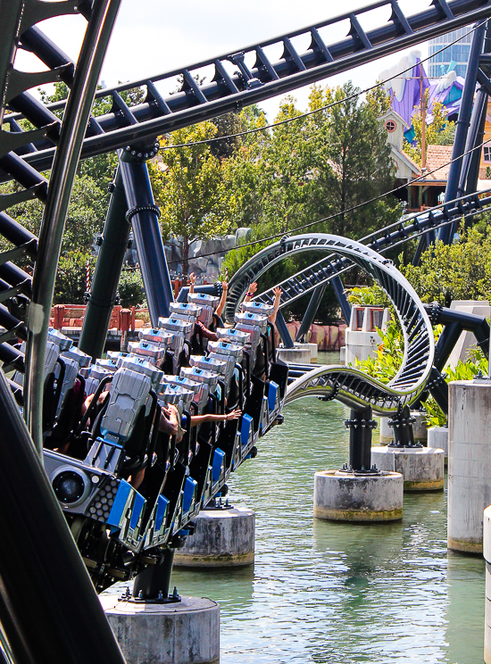 The completely terrifying Velocicoaster launched themed new for 2021 rollercoaster at Universal's Islands of Adventure, Orlando, Florida