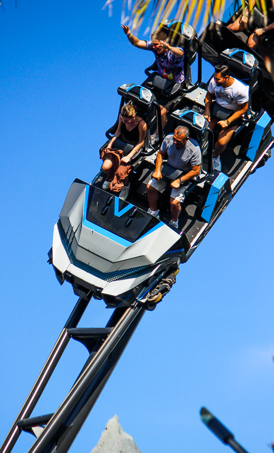 The completely terrifying Velocicoaster launched themed new for 2021 rollercoaster at Universal's Islands of Adventure, Orlando, Florida