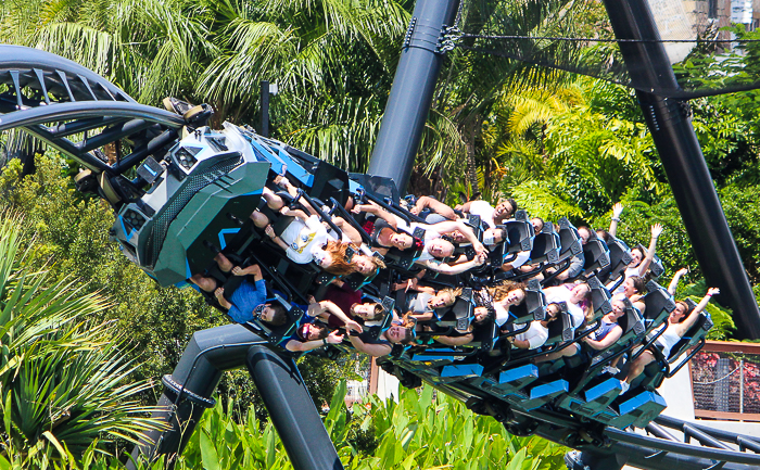 The completely terrifying Velocicoaster launched themed new for 2021 rollercoaster at Universal's Islands of Adventure, Orlando, Florida
