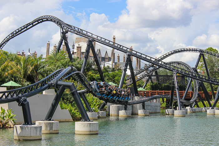 The completely terrifying Velocicoaster launched themed new for 2021 rollercoaster at Universal's Islands of Adventure, Orlando, Florida