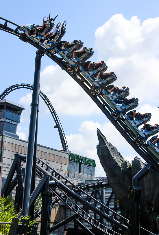 The completely terrifying Velocicoaster launched themed new for 2021 rollercoaster at Universal's Islands of Adventure, Orlando, Florida