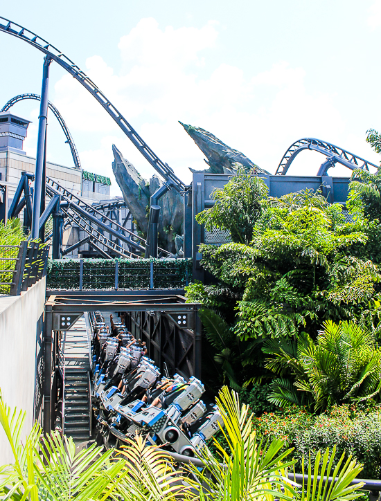 The completely terrifying Velocicoaster launched themed new for 2021 rollercoaster at Universal's Islands of Adventure, Orlando, Florida