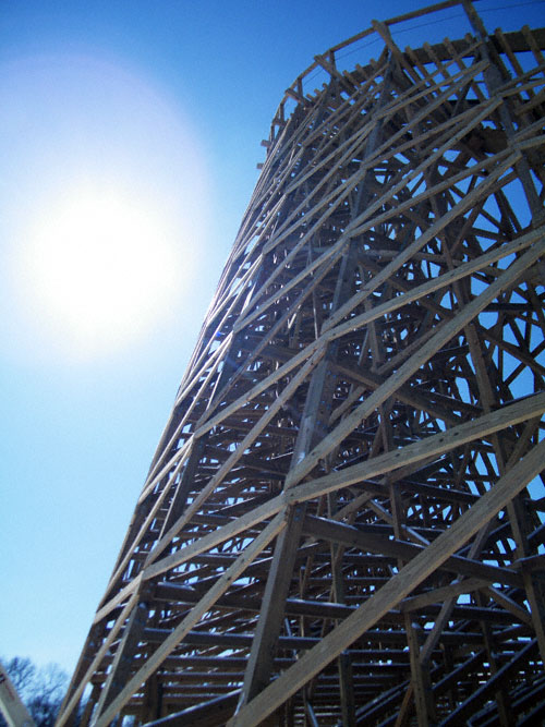 Prowler, the new for 2009 Wooden Coaster at Worlds of Fun, Kansas City, Missouri