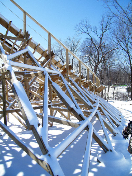 Prowler, the new for 2009 Wooden Coaster at Worlds of Fun, Kansas City, Missouri