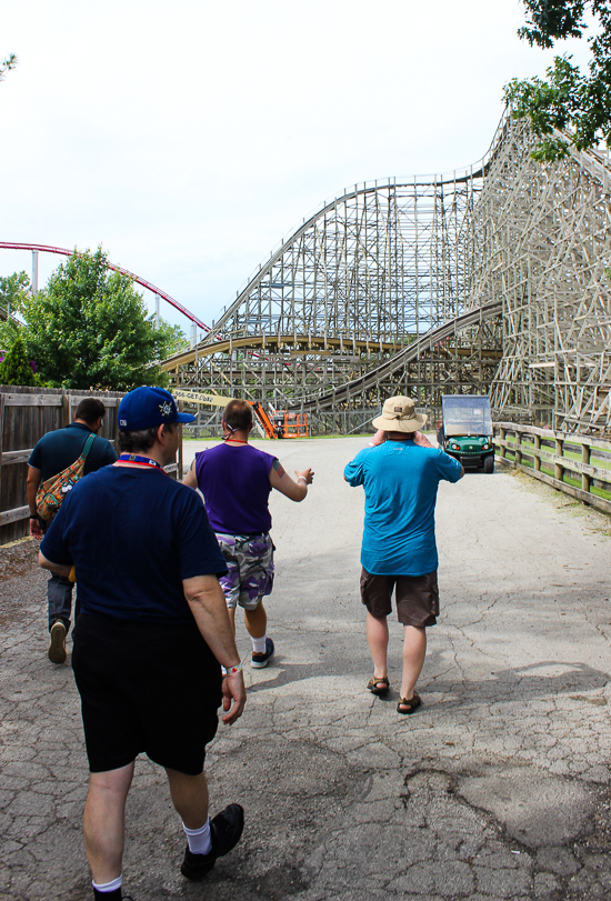 The Timber Wolf roller coaster during ACE Around the World at Worlds of Fun, Kansas City, Missouri