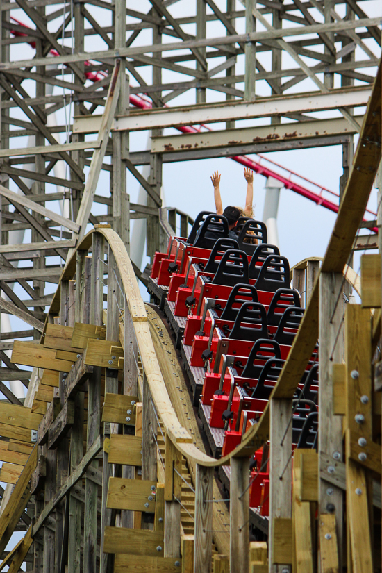 The Timber Wolf roller coaster at ACE Around the World at Worlds of Fun, Kansas City, Missouri