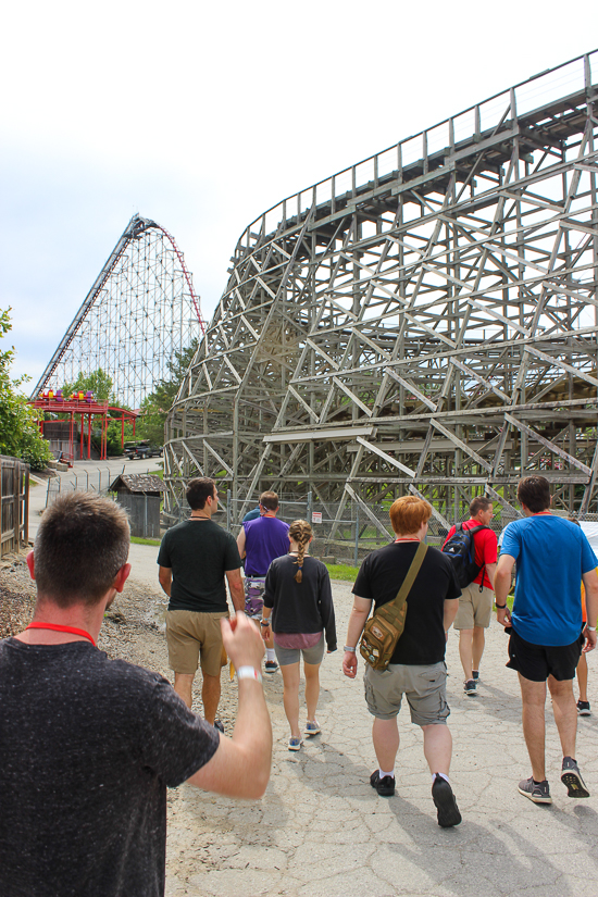 he Timber Wolf Roller Coaster during ACE Around the World at Worlds of Fun, Kansas City, Missouri