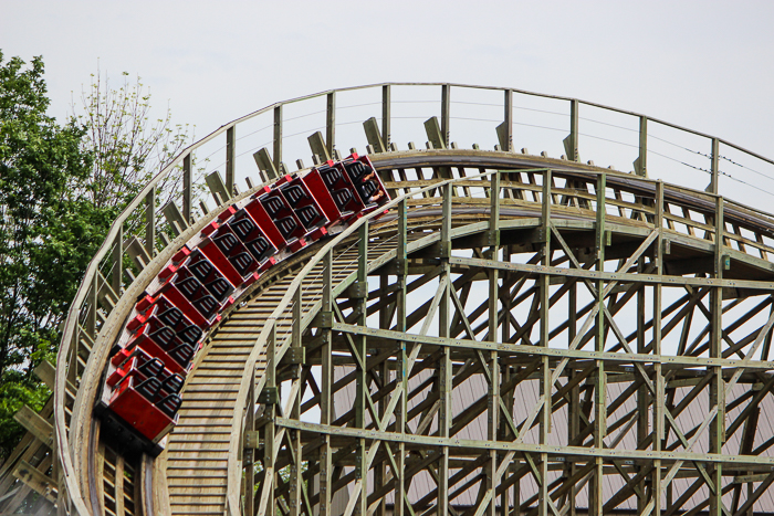 The Timber Wolf roller coaster at ACE Around the World at Worlds of Fun, Kansas City, Missouri
