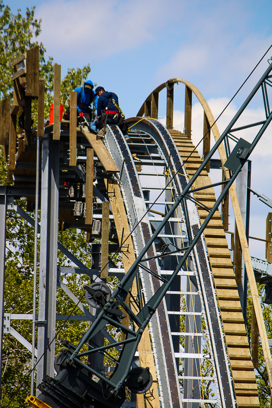 The new for 2023 Zambezi Zinger roller coaster at The new for 2023 Zambezi Zinger roller coaster at Worlds of Fun, Kansas City, Missouri
